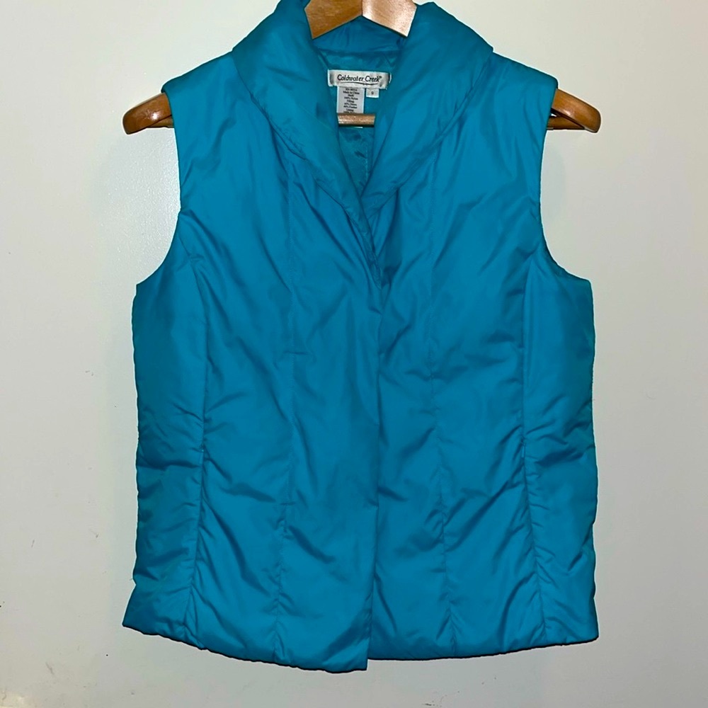 Coldwater Creek Puffy Turquoise Vest US 8